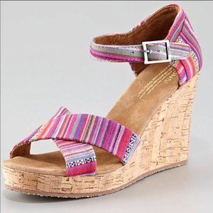 Toms Sienna Colorful Striped Wedge Sandals…